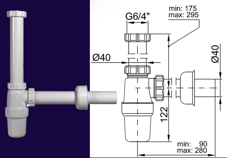 Image of Egymedencés mosogató búraszifon